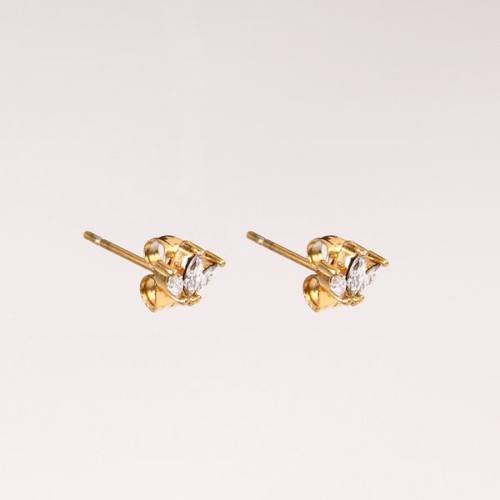 Stainless Steel Earrings  Zircon,Handmade Polished  Crown  PVD Vacuum plating gold  E:5x7mm  GEE000478bhva-066