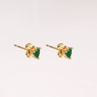 Stainless Steel Earrings  Zircon,Handmade Polished  Heart  PVD Vacuum plating gold  E:5mm  GEE000480bhva-066