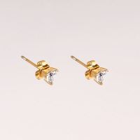 Stainless Steel Earrings  Zircon,Handmade Polished  Heart  PVD Vacuum plating gold  E:5mm  GEE000481bhva-066