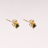Stainless Steel Earrings  Zircon,Handmade Polished  Round Diamond  PVD Vacuum plating gold  E:5mm  GEE000482bhva-066