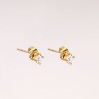 Stainless Steel Earrings  Zircon,Handmade Polished  Round Diamond  PVD Vacuum plating gold  E:5mm  GEE000483bhva-066