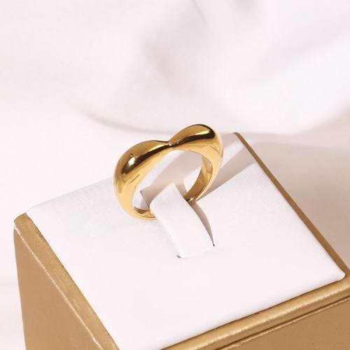 Stainless Steel Ring  Handmade Polished  Heart  PVD Vacuum plating gold  R:6mm  GER000423bhva-066