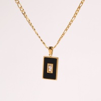Stainless Steel Necklace  Zircon & Acrylic,Handmade Polished  Rectangle  PVD Vacuum Plating Gold  Weight:8.7g  P:20x13mm N:450x3mm  GEN000521ahlv-066