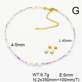 Stainless Steel Sets  Cultured Freshwater Pearls & Glass Beads  6S0016212bhil-908