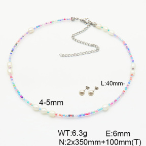 Stainless Steel Sets  Cultured Freshwater Pearls & Glass Beads  6S0016213vhhl-908