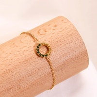 Stainless Steel Bracelet  Czech Stones,Handmade Polished  Flat Hollow Round  PVD Vacuum Plating Gold  Weight:2g  P:12mm L:170+50mm(T)  GEB000194vbpb-066