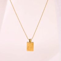 Stainless Steel Necklace  Handmade Polished  Rectangle  PVD Vacuum Plating Gold  Weight:4.8g  P:18x13mm N:400x1.5mm+50mm(T)  GEN000638bhva-066