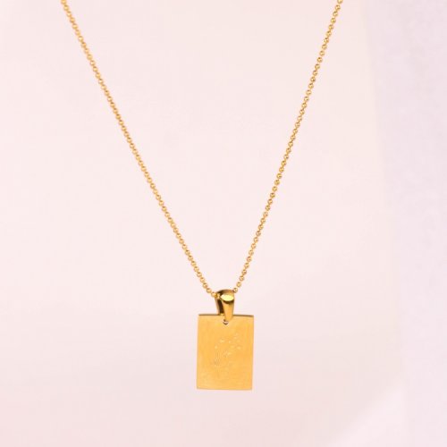 Stainless Steel Necklace  Handmade Polished  Rectangle  PVD Vacuum Plating Gold  Weight:4.8g  P:18x13mm N:400x1.5mm+50mm(T)  GEN000639bhva-066