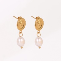 Stainless Steel Earrings  Cultured Freshwater Pearls,Handmade Polished  Oval,Flower  PVD Vacuum Plating Gold  Weight:3.6g  E:12x9mm  GEE000574bhia-066