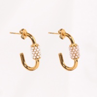 Stainless Steel Earrings  Plastic Imitation Pearls,Handmade Polished  Half Oval  PVD Vacuum Plating Gold  Weight:4.4g  E:24x15mm  GEE000577bhia-066