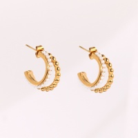 Stainless Steel Earrings  Plastic Imitation Pearls,Handmade Polished  Double Half Hoop  PVD Vacuum Plating Gold  Weight:6.4g  E:21mm  GEE000579bhia-066