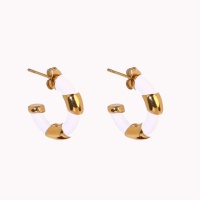 Stainless Steel Earrings  Enamel,Handmade Polished  Half Hoop  PVD Vacuum Plating Gold  Weight:7.9g  E:19mm  GEE000586ahjb-066