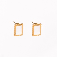 Stainless Steel Earrings  Shell,Handmade Polished  Rectangle  PVD Vacuum Plating Gold  Weight:2.3g  E:12x9mm  GEE000628bhva-066