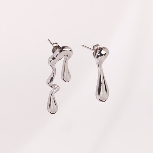 Stainless Steel Earrings  Handmade Polished  Water Droplets  True Color  Weight:7.1g  27x8mm E:38x14mm  GEE000692bhia-066