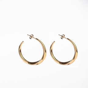 Stainless Steel Earrings  Handmade Polished  Half Hoop  PVD Vacuum Plating Gold  Weight:15.5g  E:38mm  GEE000704ahjb-066