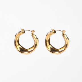 Stainless Steel Earrings  Handmade Polished  Hoop  PVD Vacuum Plating Gold  Weight:10.7g  E:23mm  GEE000707vhkb-066