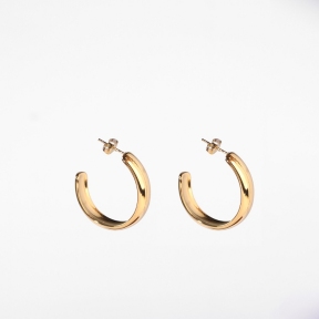 Stainless Steel Earrings  Handmade Polished  Half Hoop  PVD Vacuum Plating Gold  Weight:13.3g  E:31mm  GEE000712bhia-066