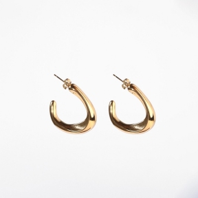 Stainless Steel Earrings  Handmade Polished  V Shape  PVD Vacuum Plating Gold  Weight:21.5g  E:36x32mm  GEE000713bhia-066