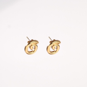 Stainless Steel Earrings  Handmade Polished  Thread  PVD Vacuum Plating Gold  Weight:4.8g  E:17x15mm  GEE000714bhva-066
