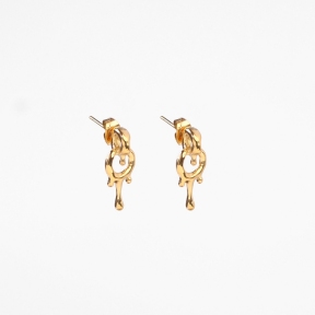 Stainless Steel Earrings  Handmade Polished  Cave Liquid Water Droplets  PVD Vacuum Plating Gold  Weight:2.4g  E:21x9mm  GEE000717bhva-066