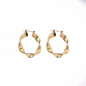 Stainless Steel Earrings  Handmade Polished  Hoop  PVD Vacuum Plating Gold  Weight:10.9g  E:37mm  GEE000718vhkb-066