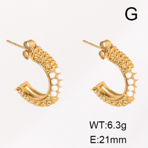 Stainless Steel Earrings  Plastic Imitation Pearls,Handmade Polished  6E3002410bhia-066