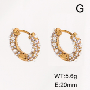 Stainless Steel Earrings  Czech Stones & Plastic Imitation Pearls,Handmade Polished  6E4003362vhkb-066