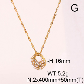 Stainless Steel Necklace  Czech Stones & Plastic Imitation Pearls,Handmade Polished  6N4003572bhia-066