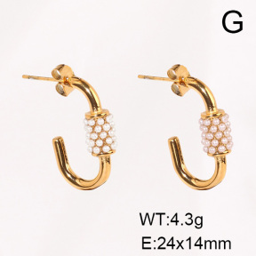 Stainless Steel Earrings  Plastic Imitation Pearls,Handmade Polished  6E4003371bhia-066