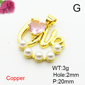 Fashion Copper Pendant  Cubic Zirconia & Plastic Imitation Pearls  XFPC06286aajl-L024