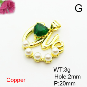 Fashion Copper Pendant  Cubic Zirconia & Plastic Imitation Pearls  XFPC06288aajl-L024