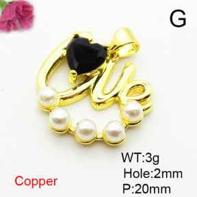 Fashion Copper Pendant  Cubic Zirconia & Plastic Imitation Pearls  XFPC06290aajl-L024