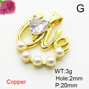 Fashion Copper Pendant  Cubic Zirconia & Plastic Imitation Pearls  XFPC06292aajl-L024