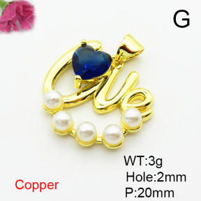 Fashion Copper Pendant  Cubic Zirconia & Plastic Imitation Pearls  XFPC06294aajl-L024