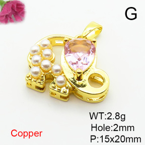 Fashion Copper Pendant  Cubic Zirconia & Plastic Imitation Pearls  XFPC06297aajl-L024
