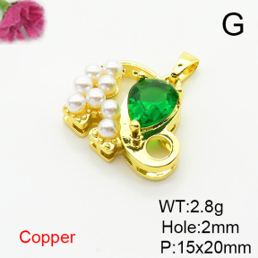 Fashion Copper Pendant  Cubic Zirconia & Plastic Imitation Pearls  XFPC06299aajl-L024