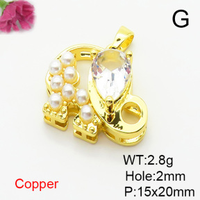 Fashion Copper Pendant  Cubic Zirconia & Plastic Imitation Pearls  XFPC06301aajl-L024