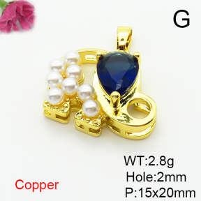 Fashion Copper Pendant  Cubic Zirconia & Plastic Imitation Pearls  XFPC06305aajl-L024