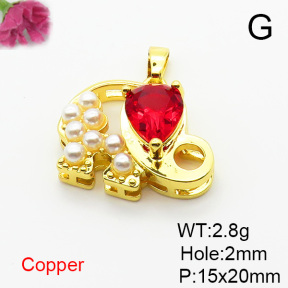 Fashion Copper Pendant  Cubic Zirconia & Plastic Imitation Pearls  XFPC06307aajl-L024