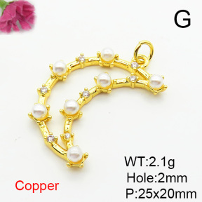 Fashion Copper Pendant  Micro Pave Cubic Zirconia & Plastic Imitation Pearls  XFPC06316aajl-L024
