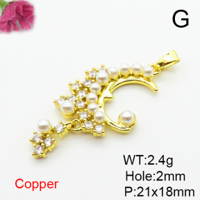 Fashion Copper Pendant  Micro Pave Cubic Zirconia & Plastic Imitation Pearls  XFPC06319baka-L024