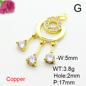 Fashion Copper Pendant  Cubic Zirconia  XFPC06370baka-L024