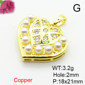 Fashion Copper Pendant  Micro Pave Cubic Zirconia & Plastic Imitation Pearls  XFPC06424aajl-L024
