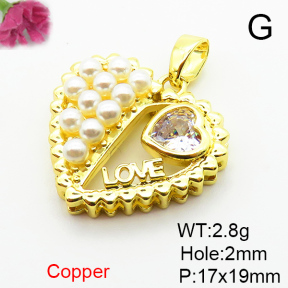 Fashion Copper Pendant  Cubic Zirconia & Plastic Imitation Pearls  XFPC06430aajl-L024