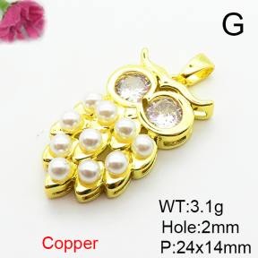 Fashion Copper Pendant  Cubic Zirconia & Plastic Imitation Pearls  XFPC06433aajl-L024