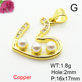 Fashion Copper Pendant  Micro Pave Cubic Zirconia & Plastic Imitation Pearls  XFPC06445aajl-L024