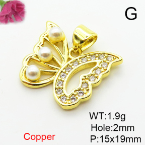 Fashion Copper Pendant  Micro Pave Cubic Zirconia & Plastic Imitation Pearls  XFPC06454aajl-L024