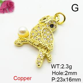 Fashion Copper Pendant  Micro Pave Cubic Zirconia & Plastic Imitation Pearls  XFPC06466aajl-L024