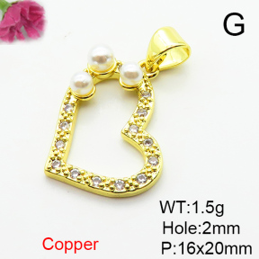 Fashion Copper Pendant  Micro Pave Cubic Zirconia & Plastic Imitation Pearls  XFPC06472aajl-L024