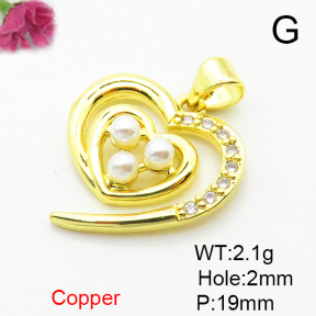 Fashion Copper Pendant  Micro Pave Cubic Zirconia & Plastic Imitation Pearls  XFPC06475aajl-L024